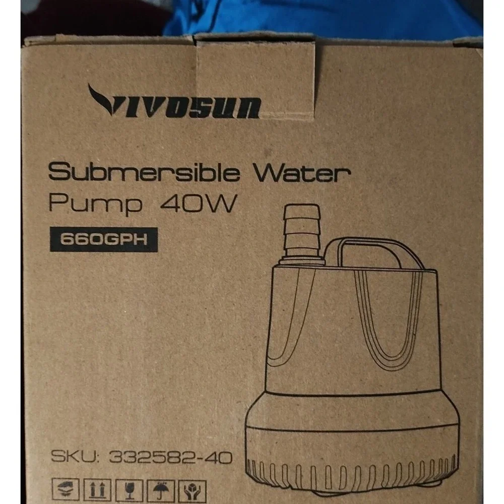 660GPH Submersible Pump 2500L/H, 40W)Water Pump w/8.2ft High Lift